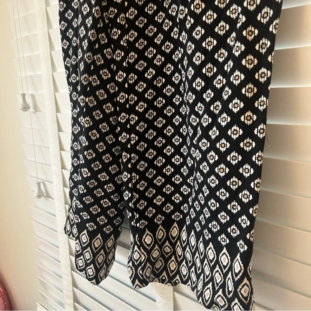 LOFT Wide Leg Pants The Pull On Black White Geometric Cropped Small Petite - Picture 5 of 13